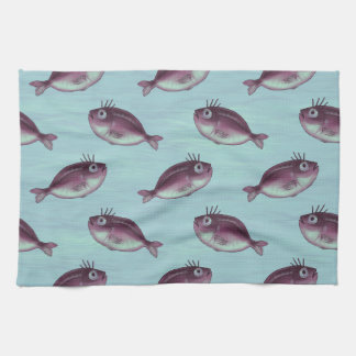 Funny Fish With Fancy Eyelashes Pattern Kitchen Towel