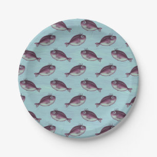 Funny Fish With Fancy Eyelashes Pattern Paper Plates