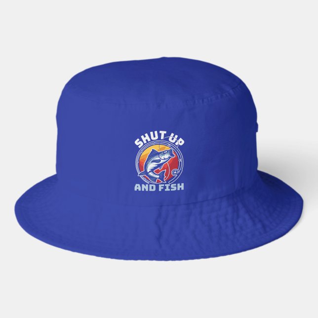 Funny fish word art  bucket hat (Front)