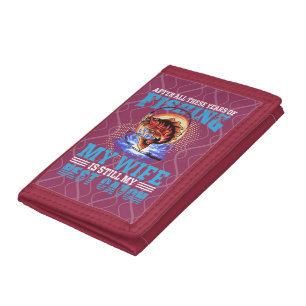 Funny fisher husband quote My Wife Is Best Catch Tri-fold Wallet