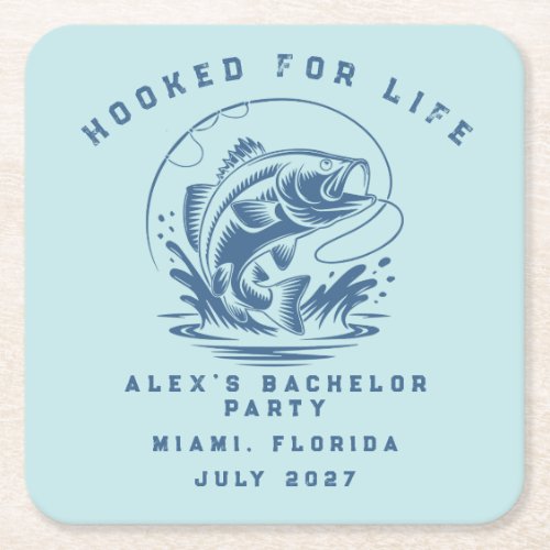 Funny Fisherman Custom Fishing Bachelor Party Square Paper Coaster