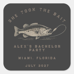Funny Fisherman Custom Fishing Bachelor Party Square Sticker