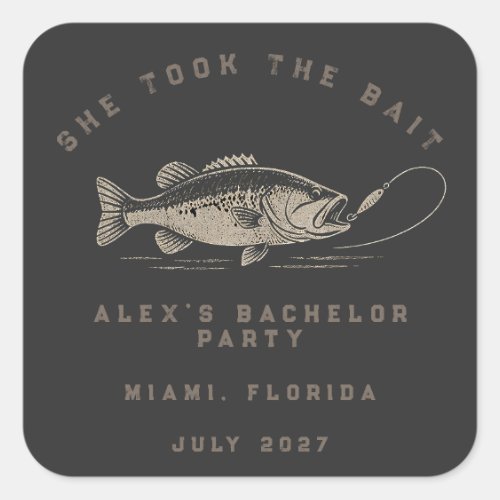 Funny Fisherman Custom Fishing Bachelor Party Square Sticker