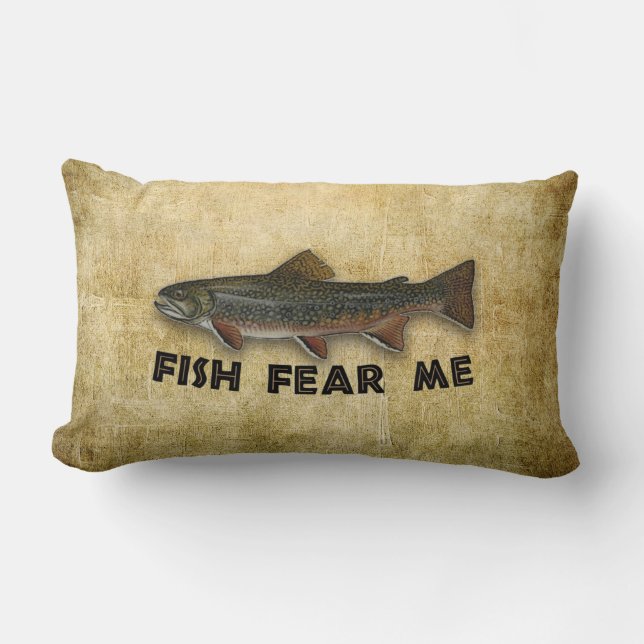 Funny Fisherman Fish Fear Me Lumbar Pillow (Front)