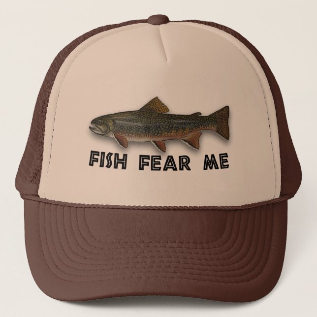 Funny Fisherman  Fish Fear Me Trucker Hat (Front)