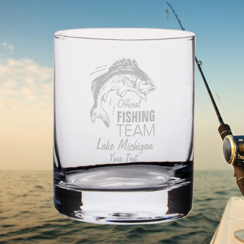 Funny Fisherman Fishing Gift Custom Lake Name  Rocks Glass