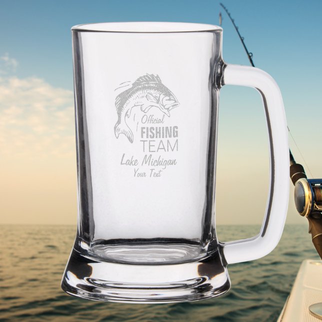 Funny Fisherman Fishing Gift, Custom Lake Name  Stein (Creator Uploaded)