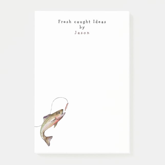 Funny Fisherman fishing personalized Post-it Notes (Front)