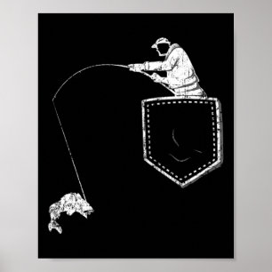 Funny Fisherman Fishing Pocket T Shirt For Father Poster