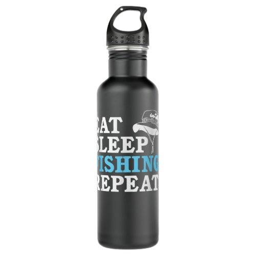 Funny Fisherman Outfit Gifts Eat Sleep Fishing Rep Stainless Steel Water Bottle