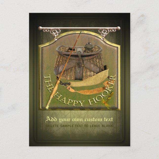 Funny Fishermans Pub Sign Postcard (Front)