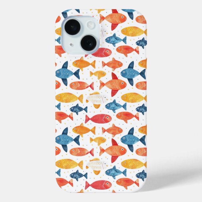 Funny Fishes Colorful Pattern Case-Mate iPhone Case (Back)