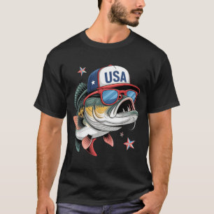 Funny Fishing & Fisherman Gift American Flag T-Shirt