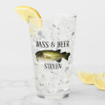 Funny Fishing Bass And Beer Drinking Glass at Zazzle