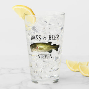Funny Fishing Bass and Beer Drinking Glass