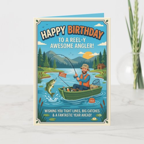 Funny Fishing Birthday Card for Angler | Reel-y Aw