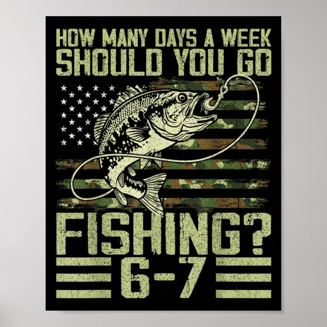 Funny Fishing Boy Teens Kid Camouflage Usa Flag B  Poster (Front)