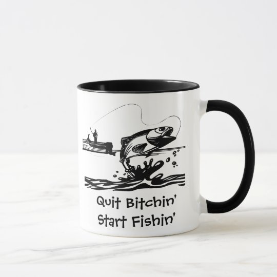 Funny Fishing Cartoon and Saying Mug