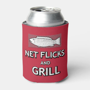Funny Fishing Cast Net Fish Parody Joke Can Cooler
