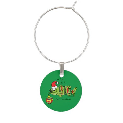 Funny Fishing Christmas Bass Fish Cute Cartoon Wine Charm