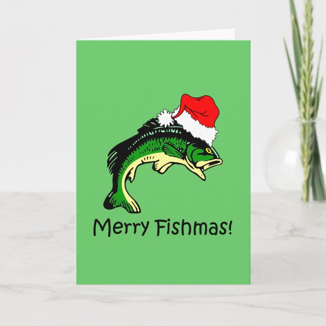 Funny fishing Christmas Holiday Card (Front)