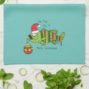 Funny Fishing Christmas Kitchen Towel