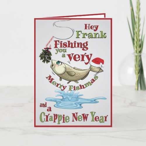 Funny Fishing Christmas _ Merry Fishmas Mistletoe Holiday Card