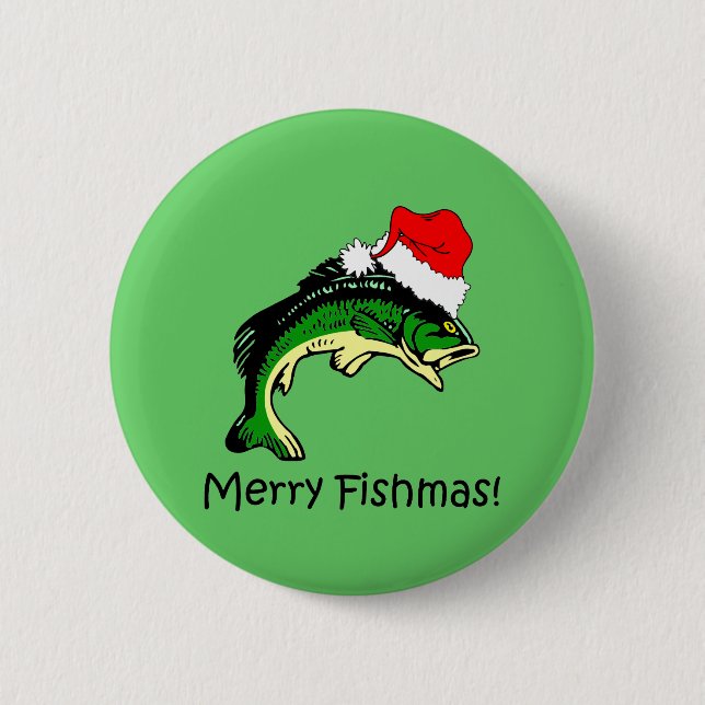 Funny fishing Christmas Pinback Button (Front)