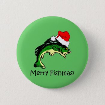 Funny Fishing Christmas Pinback Button by holidaysboutique at Zazzle
