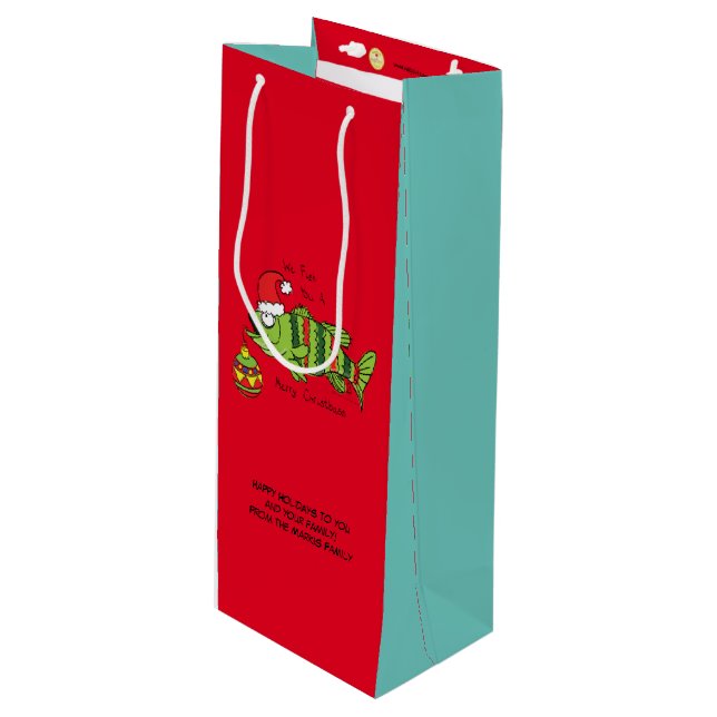 Funny Fishing Christmas Wine Gift Bag (Front Angled)