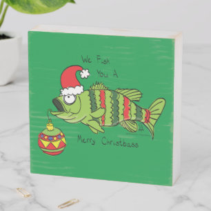 Funny Fishing Christmas Wooden Box Sign