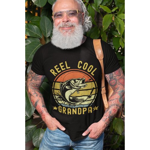 Funny Fishing Dad Reel Cool Grandpa Vintage T_Shirt