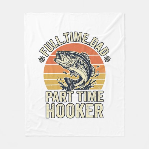 Funny Fishing Dad Vintage Bass Shirt Design (2)_1 Fleece Blanket