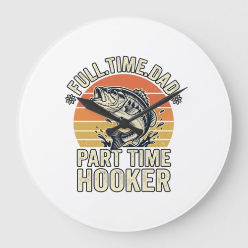 Funny Fishing Dad Vintage Bass Shirt Design (2)_1 Large Clock