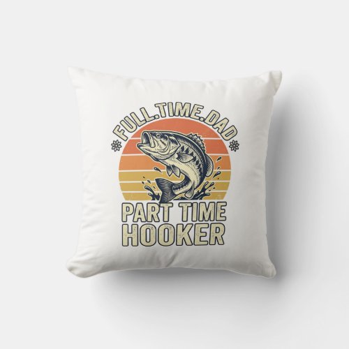 Funny Fishing Dad Vintage Bass Shirt Design (2)_1 Throw Pillow