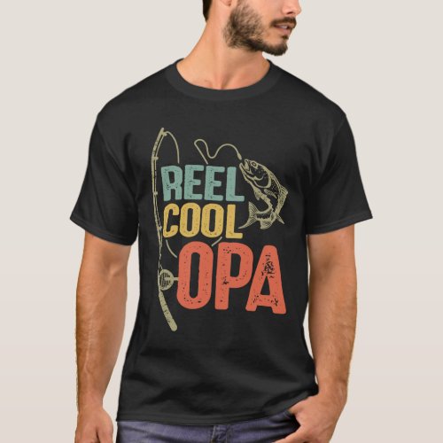 Funny Fishing Design Vintage Reel Cool Opa Grandpa T_Shirt