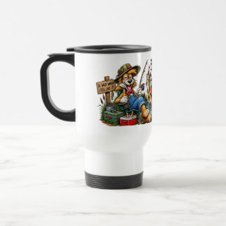 Funny Fishing Dog Rough Life T'shirt Travel Mug