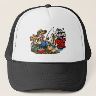 Funny Fishing Dog Rough Life T'shirt Trucker Hat