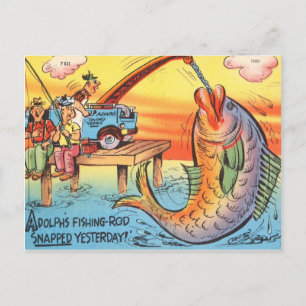 Funny Fishing Fish Postcard Fisherman Cartoon