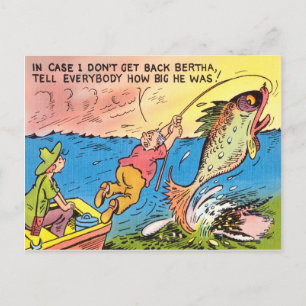 Funny Fishing Fisherman Postcard Fish Cartoon