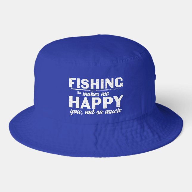 Funny fishing happy word art  bucket hat (Front)