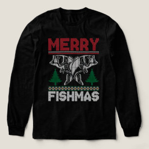 Funny Fishing Holiday Merry Fishmas and New Year  Tri-Blend Shirt