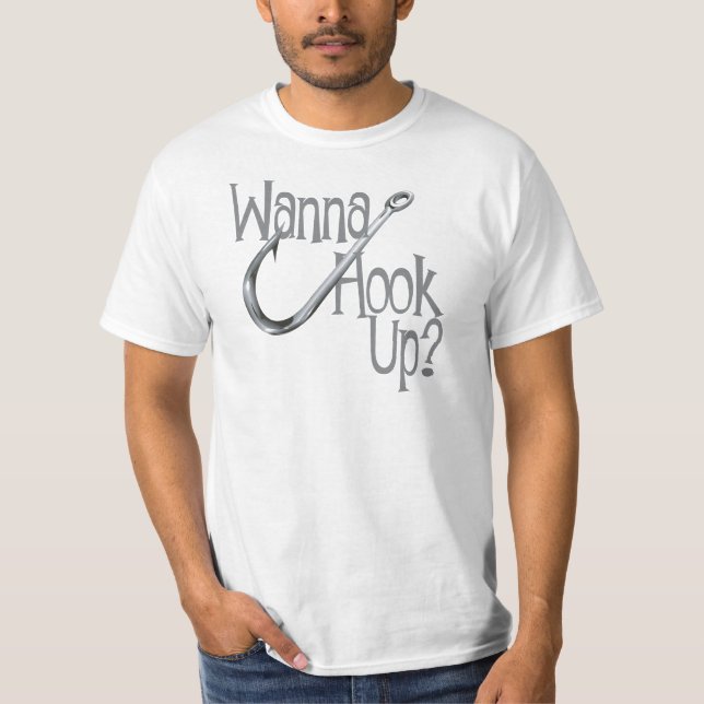 Funny Fishing- Hook UP Dating T-Shirt (Front)
