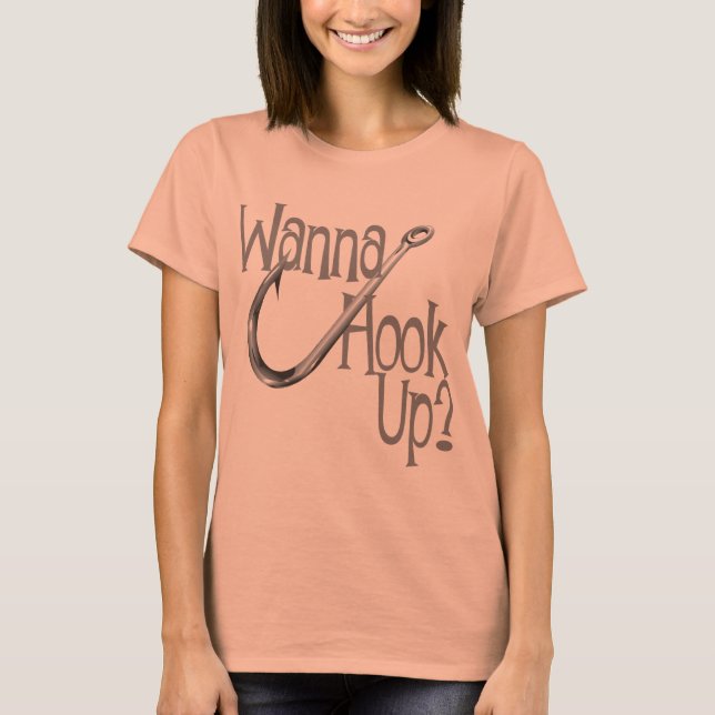 Funny Fishing- Hook UP Dating T-Shirt (Front)