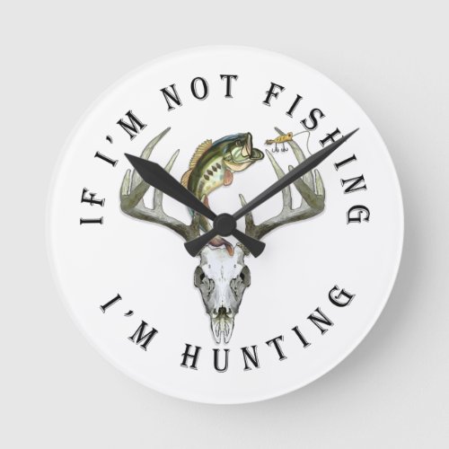 Funny Fishing Hunting Round Clock