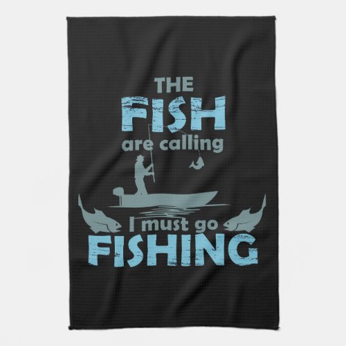 Funny fishing kitchen towel