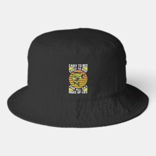 Funny fishing lie word art bucket hat