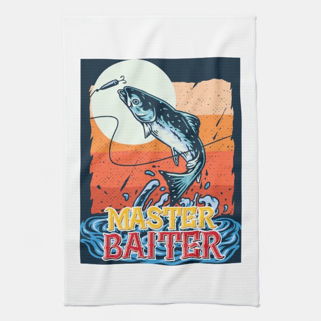 Funny Fishing Master Baiter Kitchen Towel (Vertical)