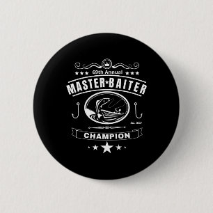 Funny Fishing Master Iter Champion Men's Gift Button