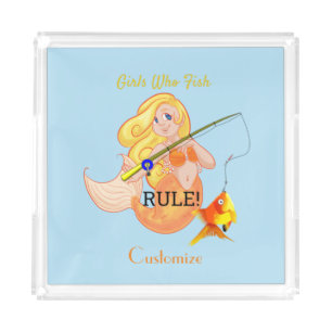 Funny Fishing Mermaid Girl Thunder_Cove   Acrylic Tray